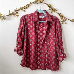 Vintage button up with raw edge - mens L